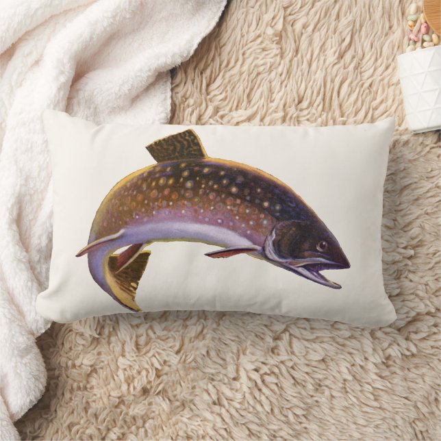 Vintage Brook Trout Fish, Iports Fisherman Lumbarkudde (Filt)