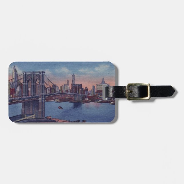 Vintage Brooklyn Bridge Bagagebricka (Horisontell Framsida)
