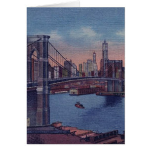 Vintage Brooklyn Bridge Hälsningskort
