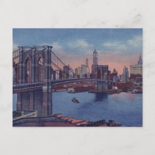 Vintage Brooklyn Bridge Helg Vykort