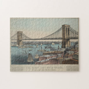Vintage Brooklyn Bridge Illustration (1872) Pussel