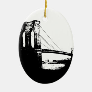 Vintage Brooklyn Bridge Julgransprydnad Keramik
