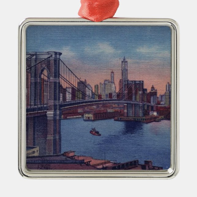 Vintage Brooklyn Bridge Julgransprydnad Metall (Framsidan)
