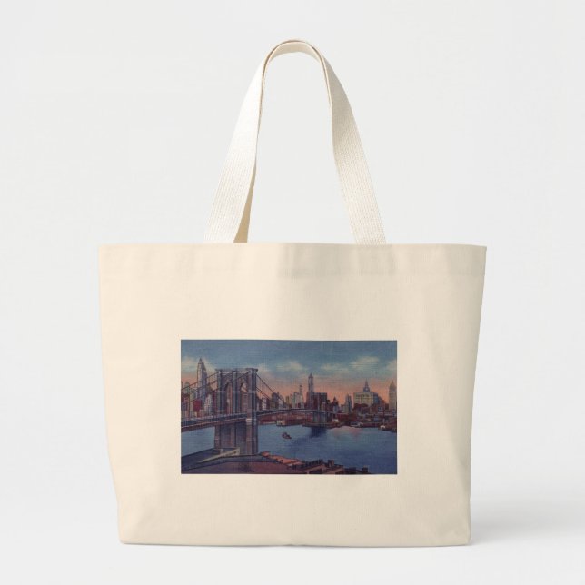 Vintage Brooklyn Bridge Jumbo Tygkasse (Framsidan)