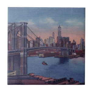 Vintage Brooklyn Bridge Kakelplatta