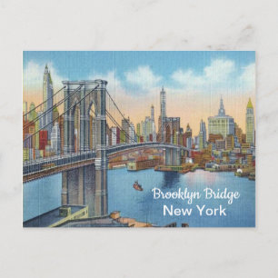 Vintage, Brooklyn Bridge, New York. Vykort