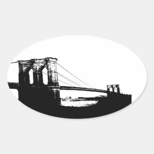 Vintage Brooklyn Bridge Ovalt Klistermärke