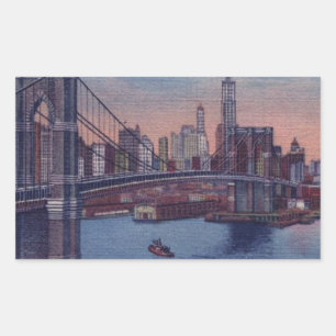 Vintage Brooklyn Bridge Rektangulärt Klistermärke