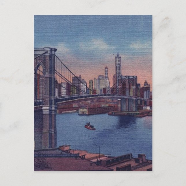 Vintage Brooklyn Bridge Vykort (Framsida)