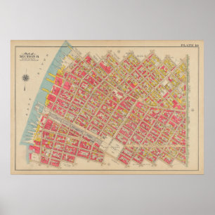 Vintage Brooklyn Karta George Washington Bromley Poster