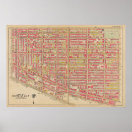 Vintage Brooklyn Karta | George Washington Bromley Poster