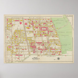 Vintage Brooklyn Karta George Washington Bromley Poster