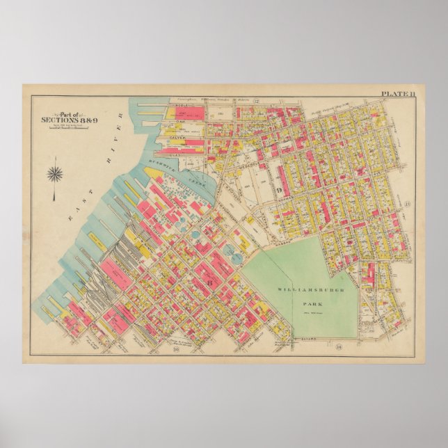 Vintage Brooklyn Karta | George Washington Bromley Poster (Framsidan)