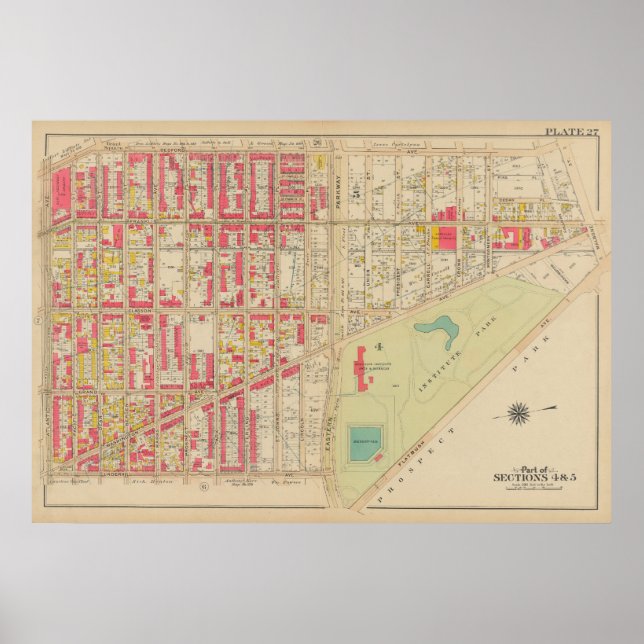 Vintage Brooklyn Karta | George Washington Bromley Poster (Framsidan)