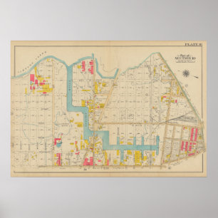Vintage Brooklyn Karta George Washington Bromley Poster