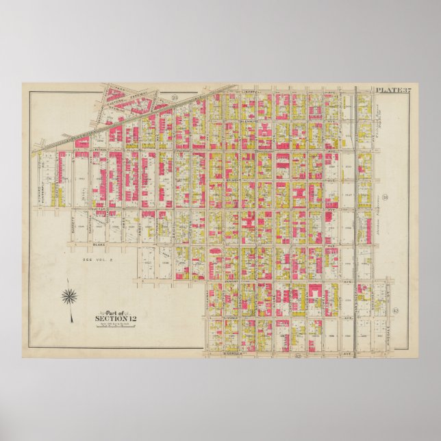 Vintage Brooklyn Karta | George Washington Bromley Poster (Framsidan)