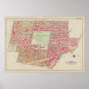 Vintage Brooklyn Karta George Washington Bromley Poster