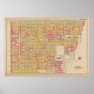Vintage Brooklyn Karta George Washington Bromley Poster