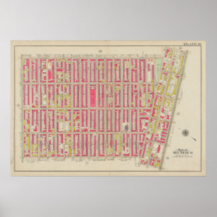 Vintage Brooklyn Karta George Washington Bromley Poster