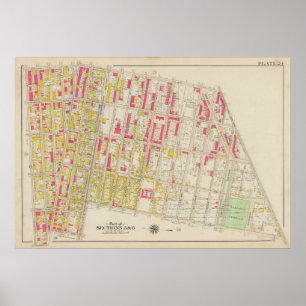Vintage Brooklyn Karta George Washington Bromley Poster