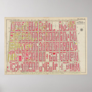 Vintage Brooklyn Karta George Washington Bromley Poster