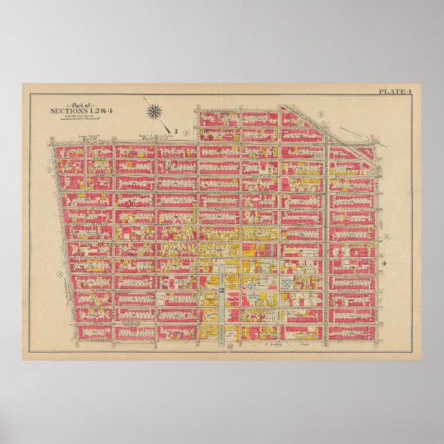 Vintage Brooklyn Karta | George Washington Bromley Poster (Framsidan)