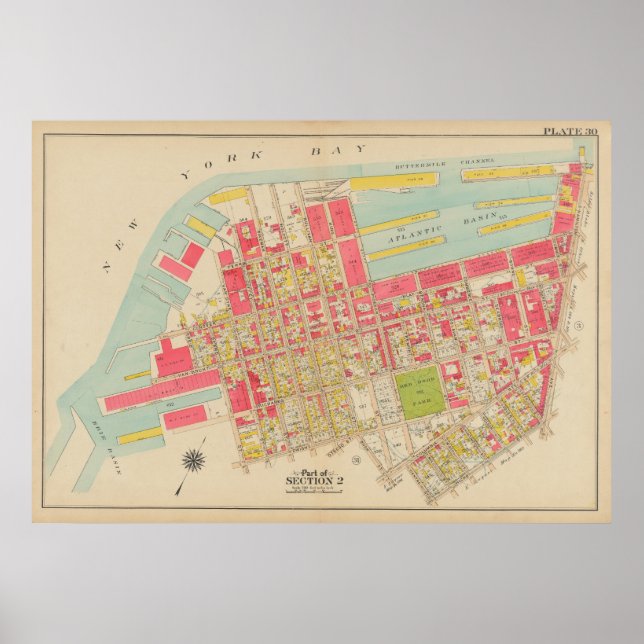 Vintage Brooklyn Karta | George Washington Bromley Poster (Framsidan)