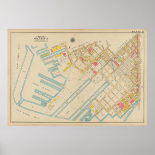 Vintage Brooklyn Karta George Washington Bromley Poster