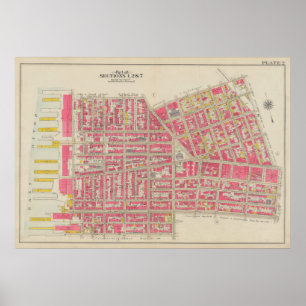 Vintage Brooklyn Karta George Washington Bromley Poster