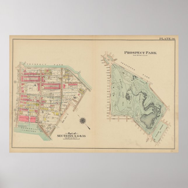Vintage Brooklyn Karta | George Washington Bromley Poster (Framsidan)