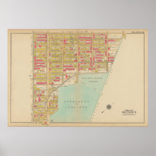 Vintage Brooklyn Karta George Washington Bromley Poster