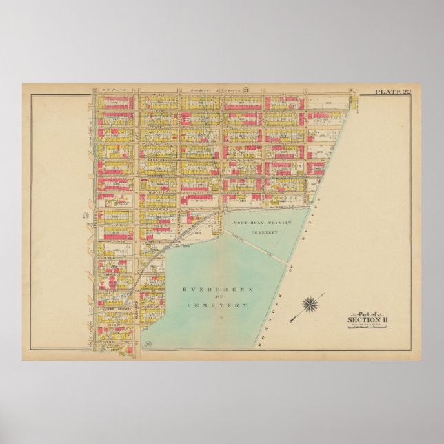 Vintage Brooklyn Karta | George Washington Bromley Poster (Framsidan)
