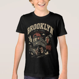 Vintage Brooklyn New York Tåg Cartoon T Shirt