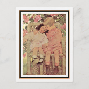 Vintage Brother och syster av Jessie Willcox Smith Vykort
