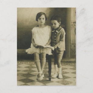 Vintage Brother och Syster Vykort