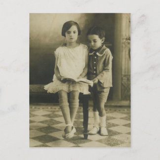Vintage Brother och Syster Vykort