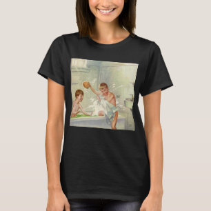 Vintage Brothers, barn, pojkar som stänker i badka T-shirt
