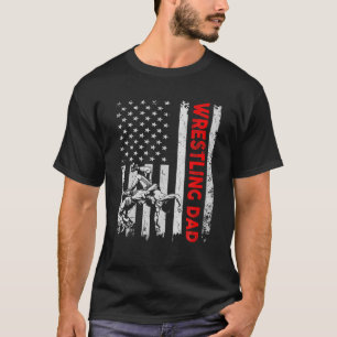 Vintage brottling Pappa USA flagga Retro Fars dag  T Shirt