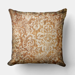 Vintage Brown Arabesques Pillow Kudde