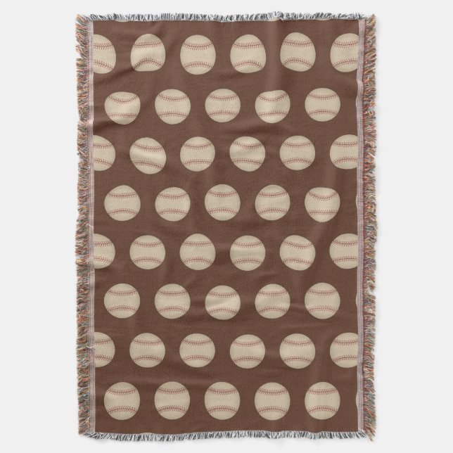 Vintage Brown Baseball Throw Blanket Gift Filt (Framsidan Vertikal)