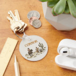 Vintage Brown Beige Western Cowboy  Nyckelring<br><div class="desc">Vintage Brown Beige Western Cowboy Key Ring

Western cowboy themed key ring featuring a vintage style image with cowboy and cactus in a western desert on a beige background.</div>