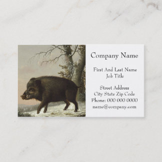 Vintage Brown Boar Hunting Painting, Wildlife Art Visitkort