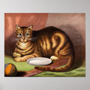 Vintage Brown Cat Kanvastryck Poster