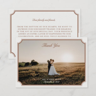 Vintage Brown & Ecru Bröllop Photo - tackkort Inbjudningar