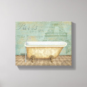 Vintage Brown Fransk Bathtub Canvastryck