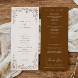 Vintage Brown French Floral Victorian Wedding Program