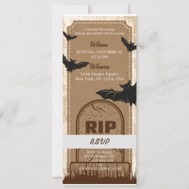 Vintage Brown Halloween Fladdermus Party Biljett