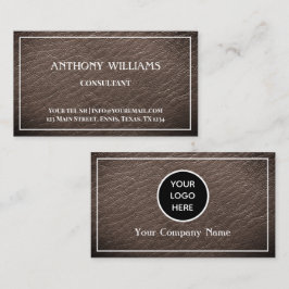 Vintage Brown Leather Logotyp Company Struktur Visitkort