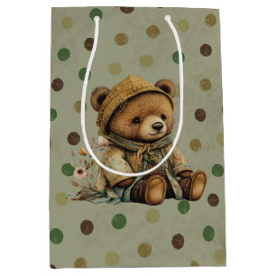 Vintage Brown Nalle och polkadoter