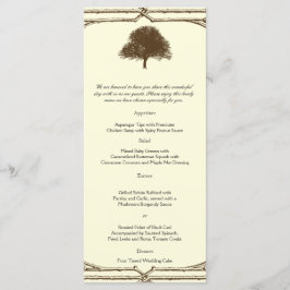 Vintage Brown Oak Träd på Cream Bröllop Menu Meny